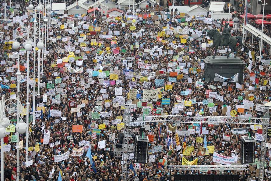 Veliki prosvjed Hrvatska mora bolje popunio glavni gradski Trg