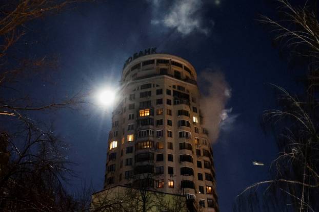 Aftermath of Russian missile and drone attacks, in Kyiv