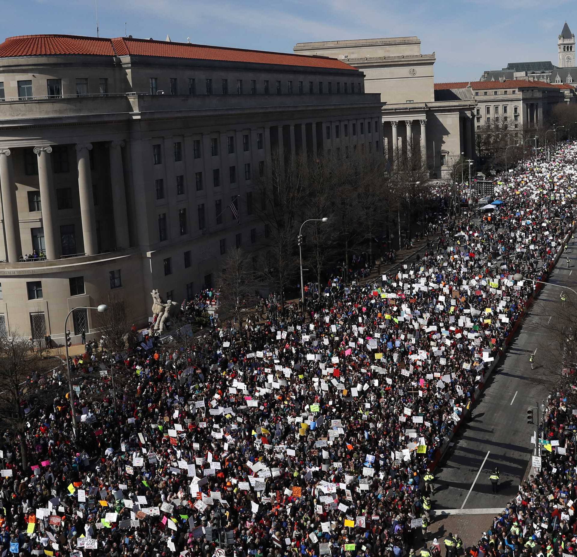 Students and young people gather for the "March for Our Lives" rally demanding gun control in Washington