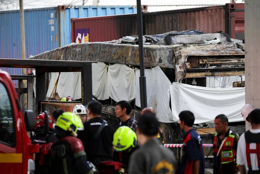 The scene of a multi-vehicle collision, in Bangkok