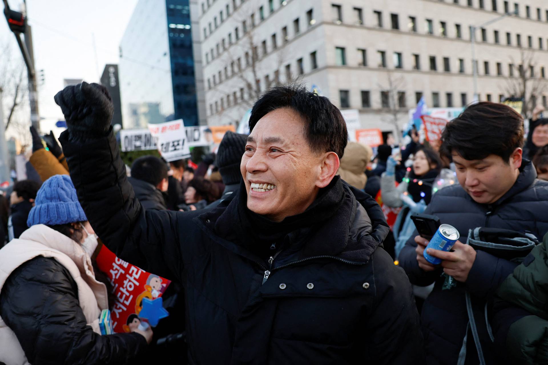 Rally calling for the impeachment of South Korean President Yoon Suk Yeol, who declared martial law, which was reversed hours later, in front of the National Assembly in Seoul