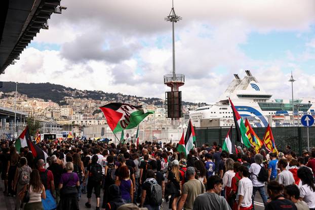 Strike near the port of Genoa as part of a nationwide "Let's Block Everything" protest, in Genoa