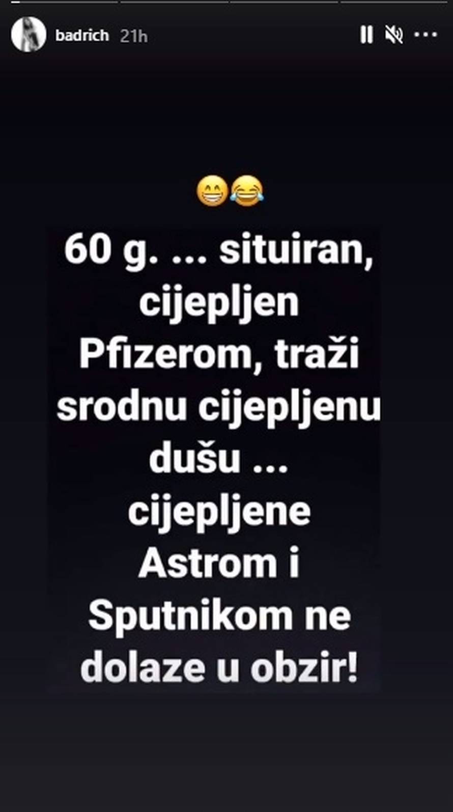 Badrić objavila ljubavni oglas: 'Tražim srodnu cijepljenu dušu'