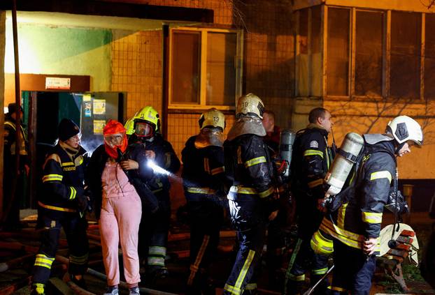 Aftermath of a Russian missile and drone attack, in Kyiv