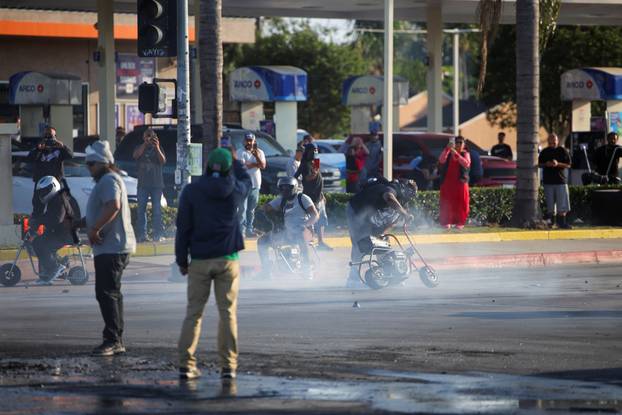 Protest following multiple detentions by Immigration and Customs Enforcement (ICE), in Paramount