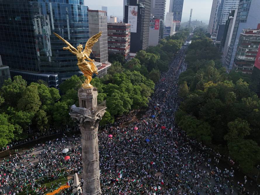 Fans celebrate Mexico's victory over South Africa during the 2026 FIFA World Cup in Mexico City