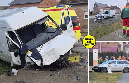 FOTO Dvoje ozlijeđenih kod Brodskog Stupnika: 'Jurio je, razbio aute i završio u kanalu'