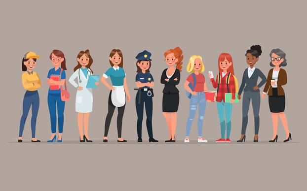 Women,Different,Profession,Character,Vector,Design