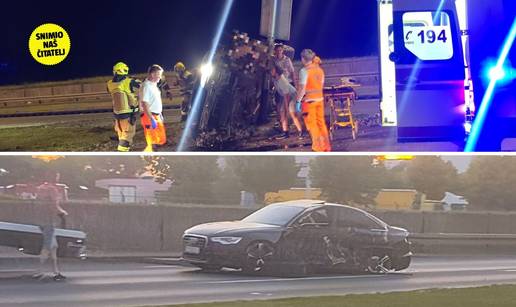 FOTO U&Zcaron;ASA Smrskani BMW na stupu, razbijeni Audi. Izvla&ccaron;ili &zcaron;enu, mu&scaron;karac visio s auta
