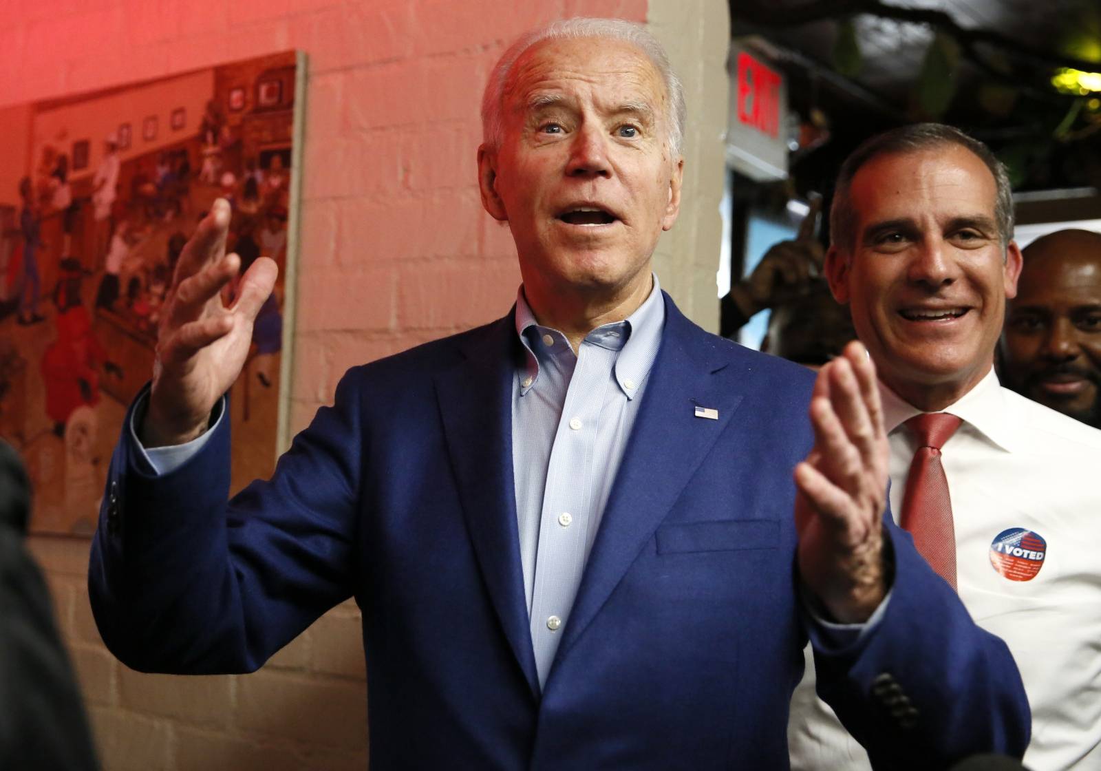 Democratic U.S. presidential candidate and former Vice President Joe Biden campaigns before his Super Tuesday night rally in Los Angeles, California, U.S.