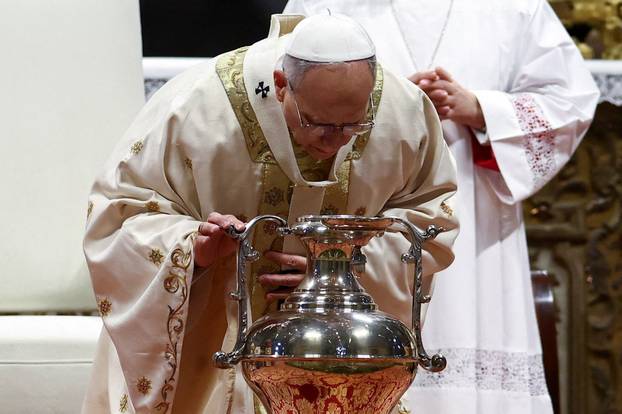 Pope Leo XIV leads the Chrism Mass in St. Peter's Basilica at the Vatican