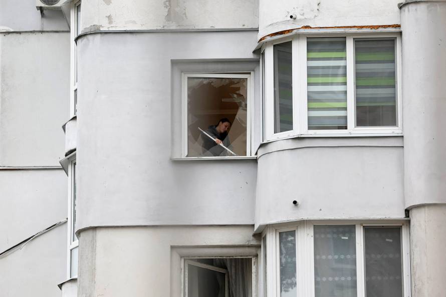Aftermath of a Russian drone strike in Kyiv