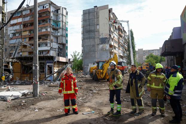 Aftermath of a recent Russian missile and drone attack in Kyiv