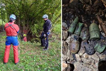 FOTO Pogledajte što su HGSS i karlovačka policija našli u dvije jame: Bombe, mine, puške...