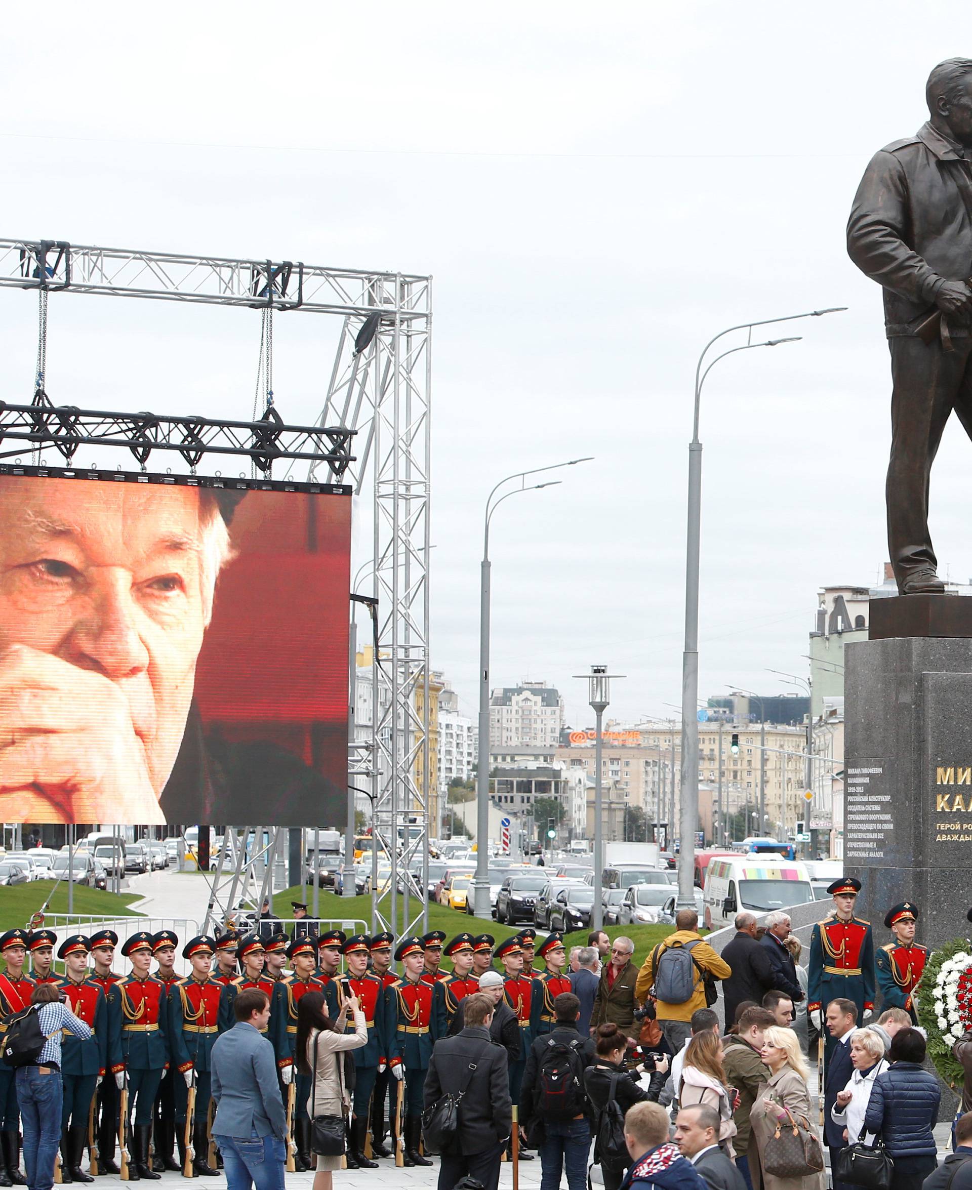 People gather for Kalashnikov, AK-47 designer, ceremony in Moscow