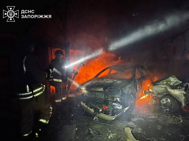 Aftermath of a Russian drone and missile attack in Zaporizhzhia