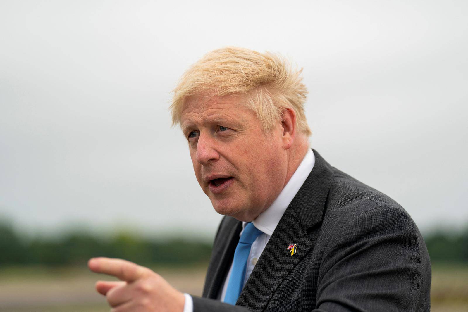 FILE PHOTO: British Prime Minister Boris Johnson arrives at RAF Brize Norton in Oxfordshire