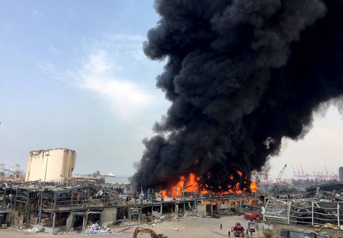 Smoke rises from Beirut's port area