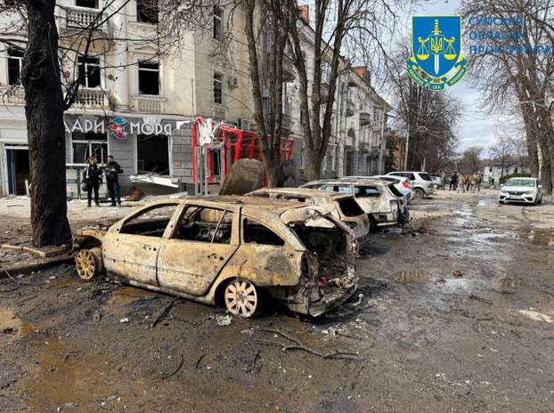 Aftermath of a Russian missile attack in Sumy