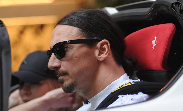 Milan, Zlatan Ibrahimovic with his wife Helena and their white Ferrari