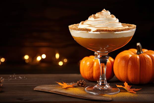 Delicious pumpkin pie martini by the table
