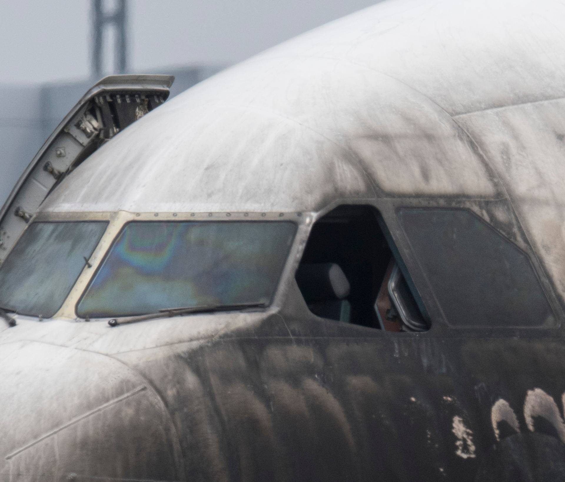 Airplane damaged by fire