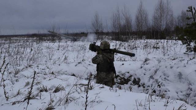 Ukrainian serviceman takes part in anti-aircraft military drills in Volyn Region