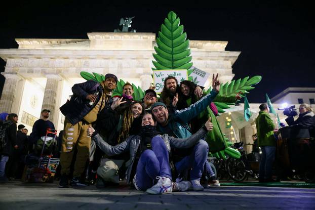 Germany's friends of cannabis celebrate the part legalisation of cannabis with a "smoke in", in Berlin