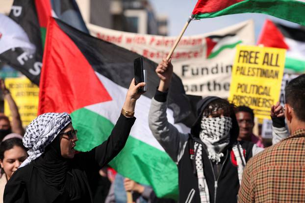 Supporters of the Palestinian people march in Washington