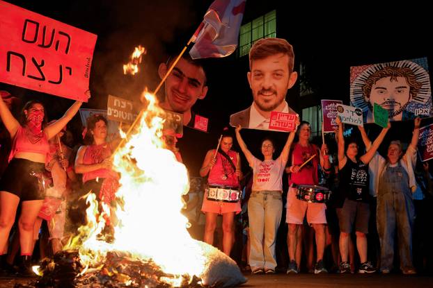 Protest demanding release of hostages held in Gaza, in Tel Aviv