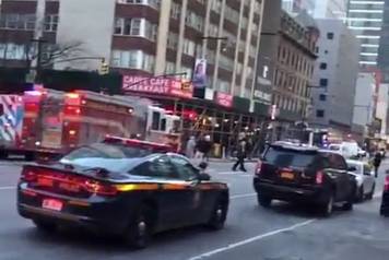 Emergency services are seen on the street following Manhattan explosion in New York