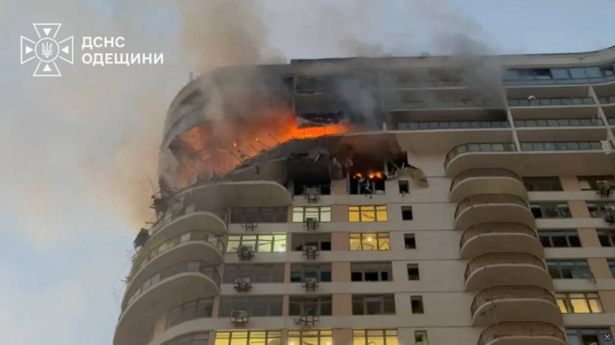 Aftermath of a strike on a residential building in Odesa