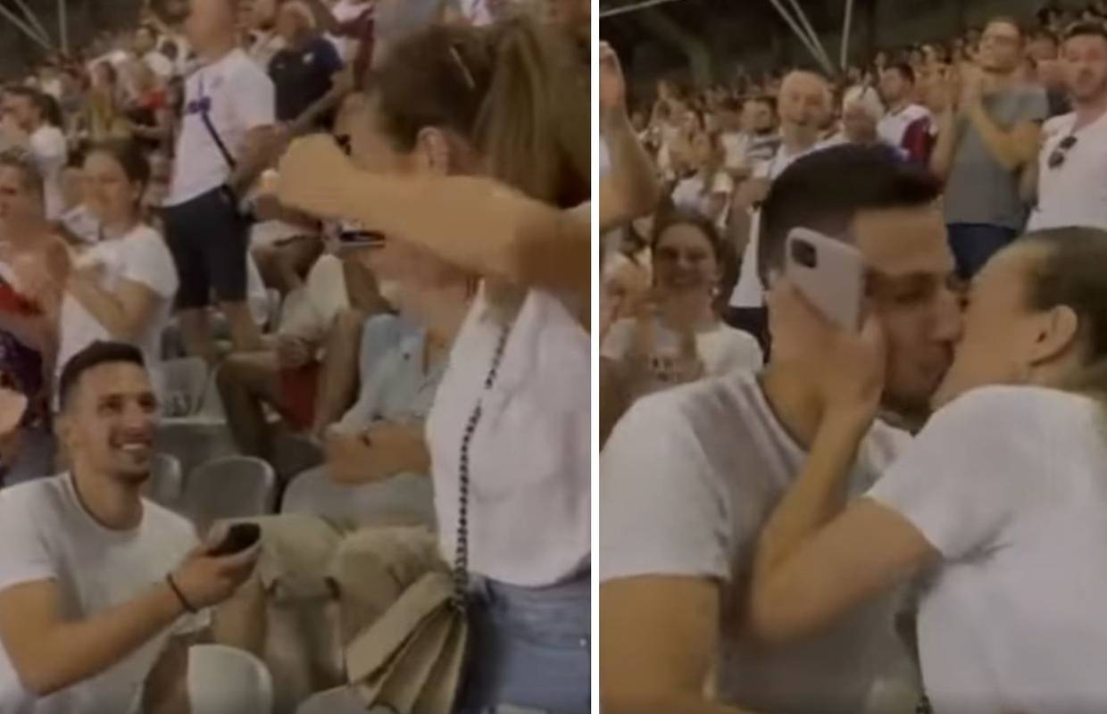 Kleknuo na Poljudu: Zaprosio djevojku usred utakmice 'bilih'