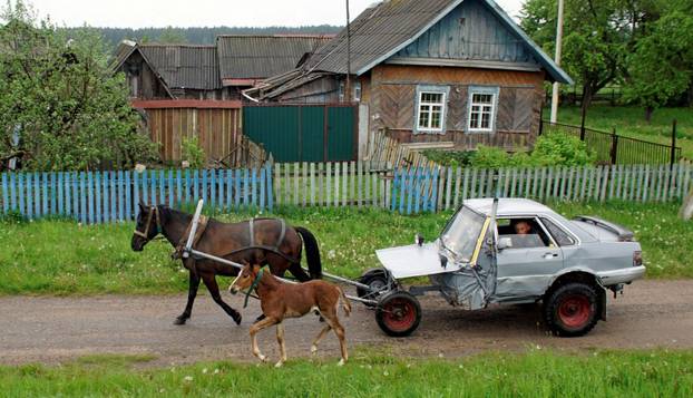 Bjeloruski pastir je prepolovio Audi 80 pa sad vozi na jednu konjsku snagu: 'Sad je Audi 40'