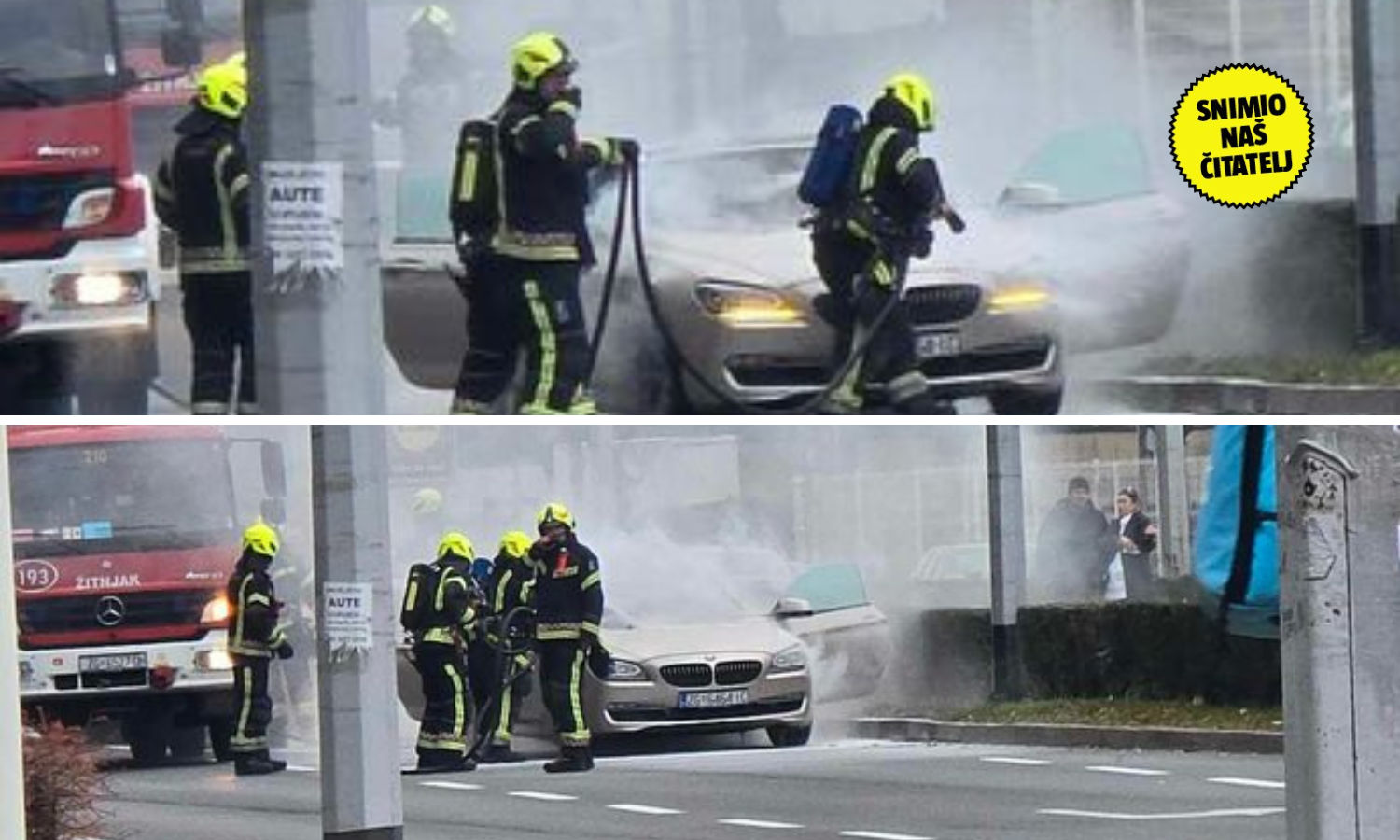 DRAMA U ZAGREBU Luksuzni BMW gorio usred Heinzelove!