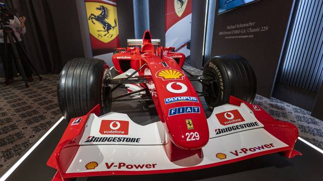 Schumacher F1 Ferrari preview at Sotheby's in Geneva