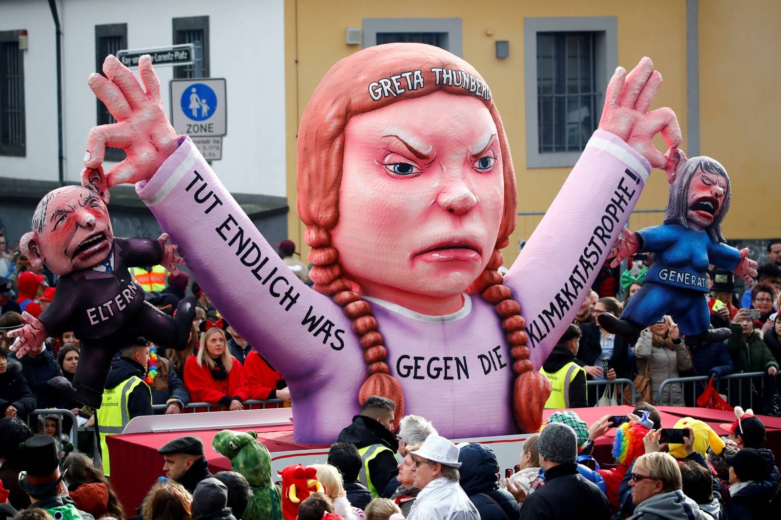 FILE PHOTO: A figure of Swedish climate activist Greta Thunberg in a carnival parade in Dusseldorf
