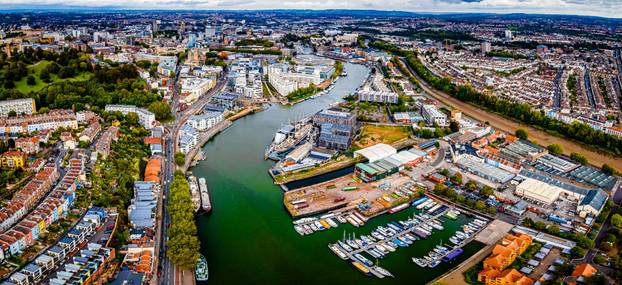 Aerial panorama of the city of Bristol