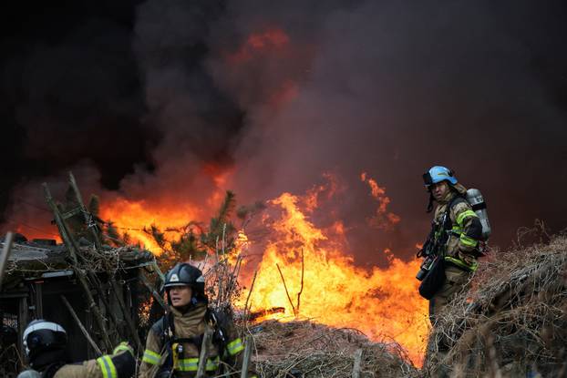 Fire at Guryong village, in Seoul