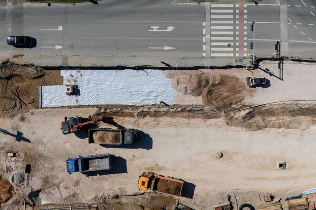 Napredak radova na Sarajevskoj cesti u Novom Zagrebu snimljen iz zraka
