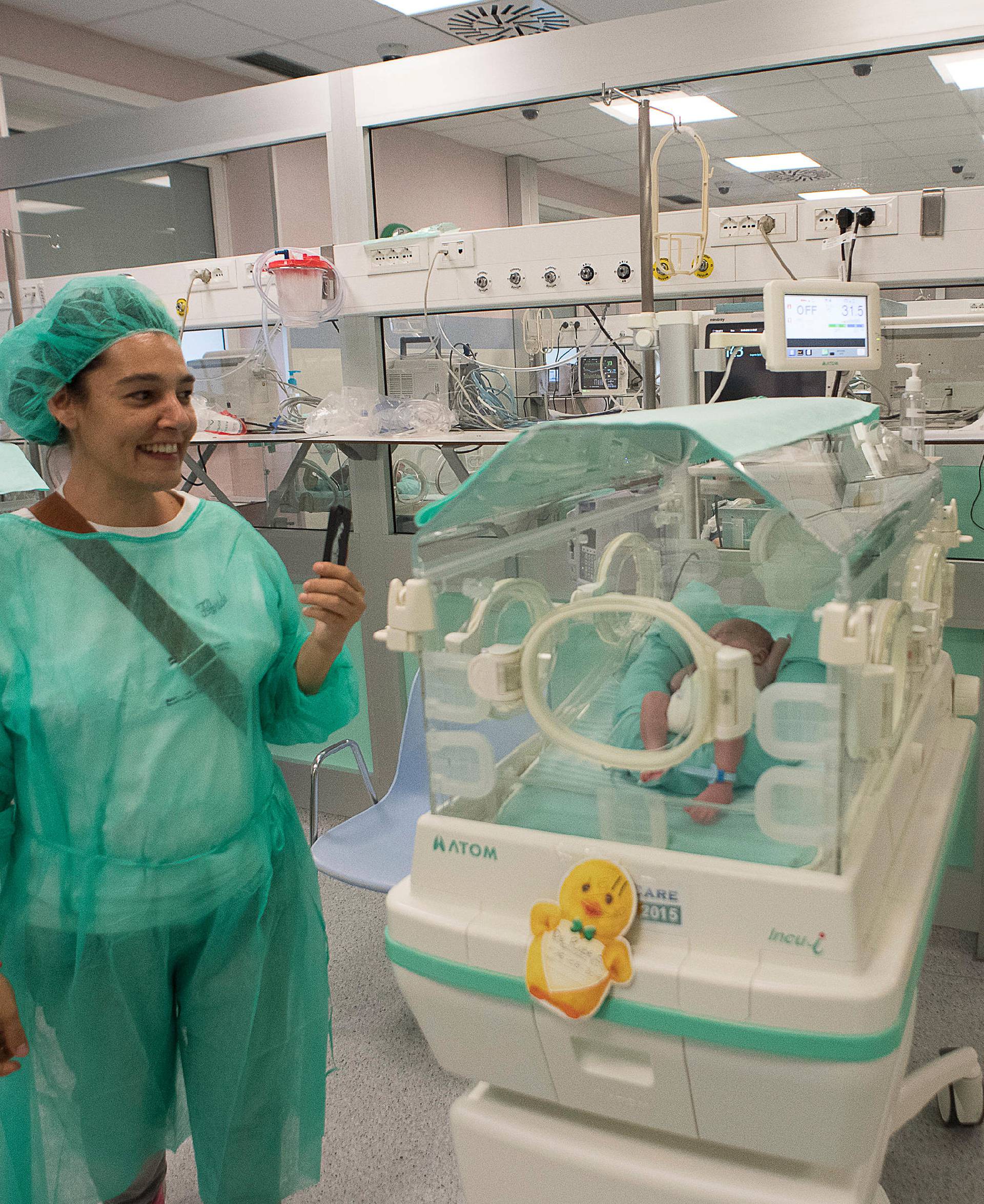 Pope Francis visits the intensive care nursery at the San Giovanni hospital in Rome