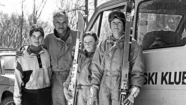 Janica i Ivica Kostelić na treningu Cro Ski Teama, 1993.