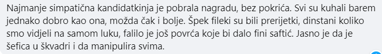 Gledatelji negoduju: 'Najmanje simpatična je pobrala nagradu! Jasno je da manipulira svima!'