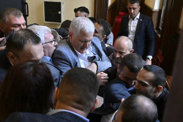 Beograd: Tučnjava u parlamentu, predstavnici opozicije pokušali spriječiti održavanja kolegija