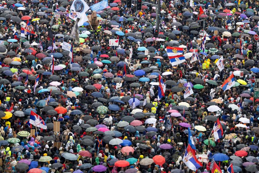 Protest over the fatal November 2024 Novi Sad railway station roof collapse, in Belgrade