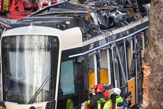 Aftermath of tram derailment in Milan