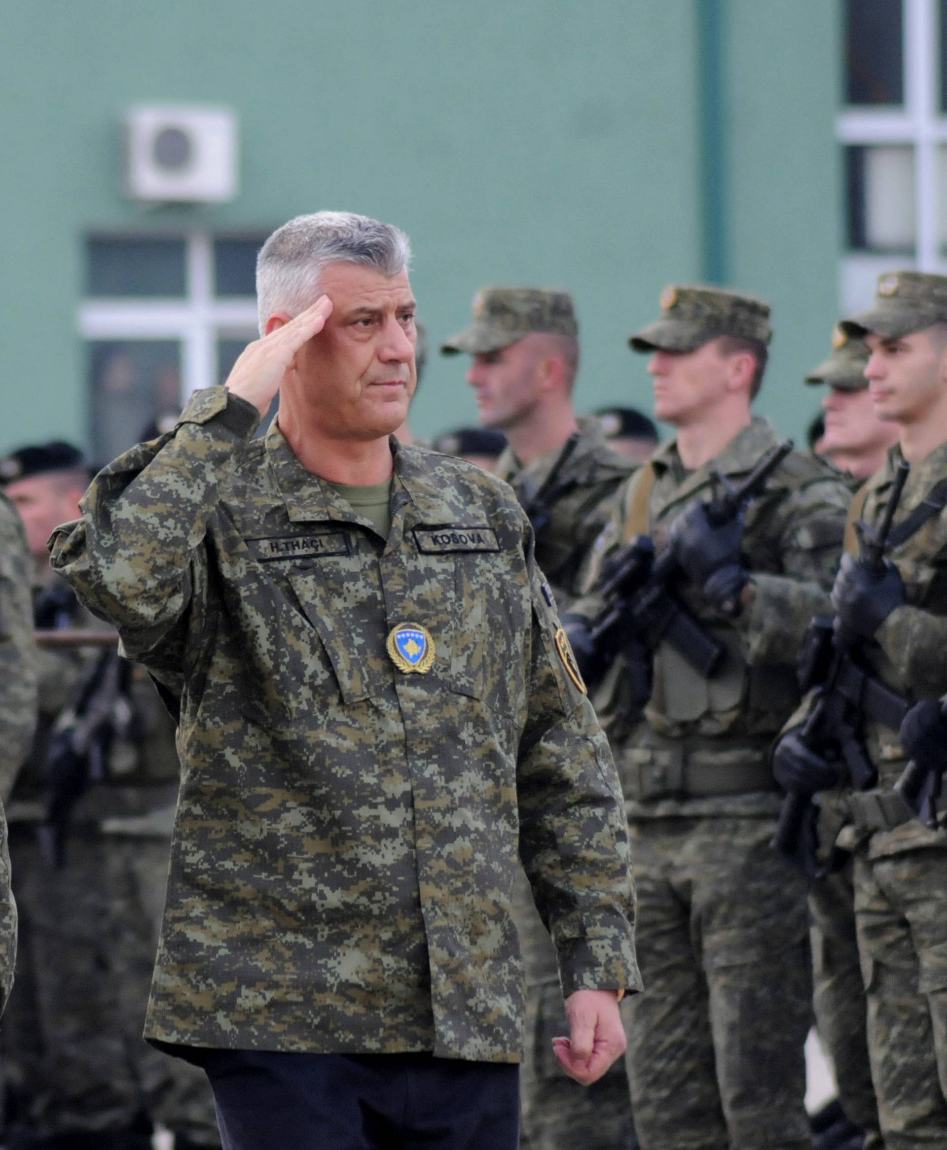 Kosovo's President Hashim Thaci attends a ceremony of security forces
