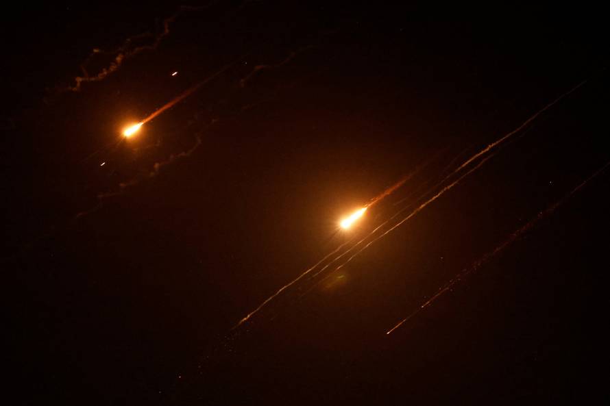 Missiles launched from Iran towards Israel are seen from Tubas