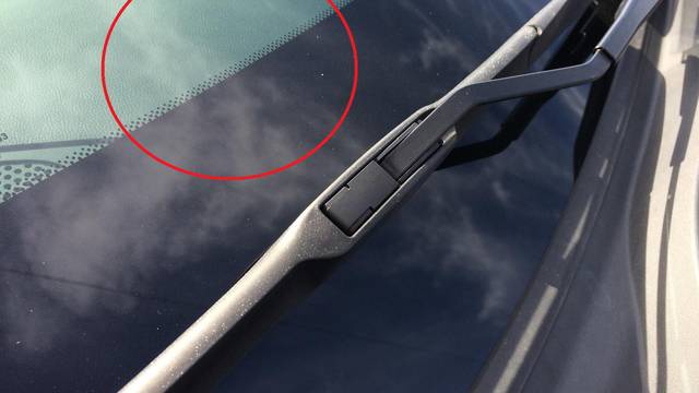 Car window wiper blade close up