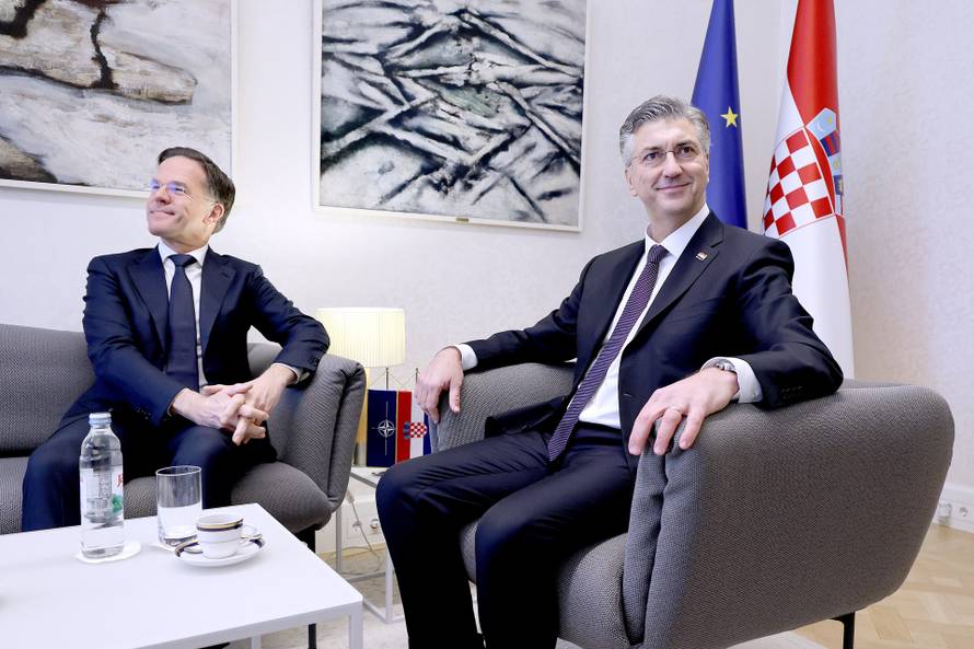 Zagreb: Plenković u Banskim dvorima primio glavnog tajnika NATO-a Marka Ruttea